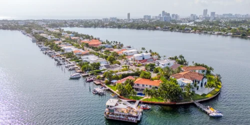 Luxury waterfront properties in Biscayne Point Miami Beach.