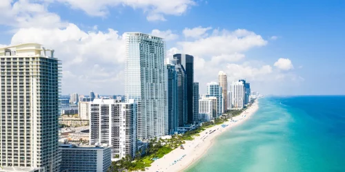 Luxury oceanfront homes and condominiums in Miami Beach.