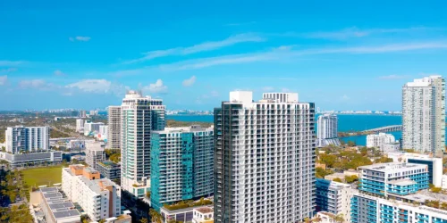 Luxury condominiums and modern residences in Midtown Miami, South Florida.