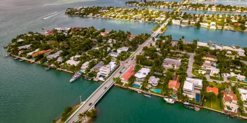 Luxury waterfront estates in Venetian Islands Miami Beach.